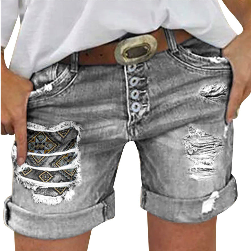 Women's Casual Fringe Denim Shorts with Trendy Details-The Yellow Prime