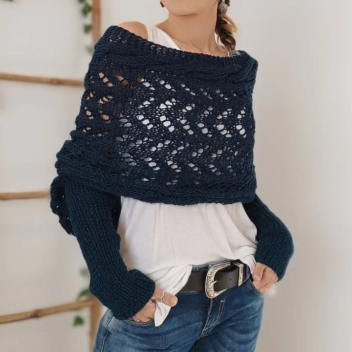 Women's Knit Openwork Rectangular Scarf for Winter-The Yellow Prime
