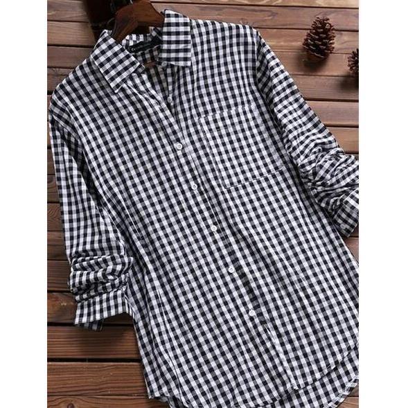Women's Checked Shirt Blouse with Comfortable Fit and Quality Fabric-The Yellow Prime