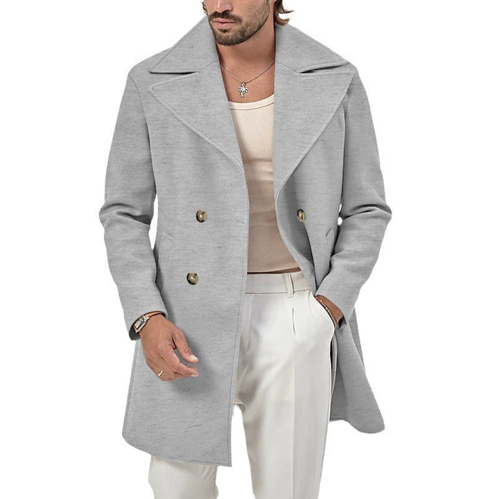 Men's Double-Breasted Peacoat with Wide Lapels