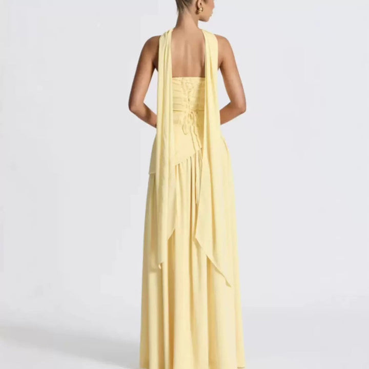 Women's Maxi Dress with Fitted Bodice and Flowing Skirt-The Yellow Prime