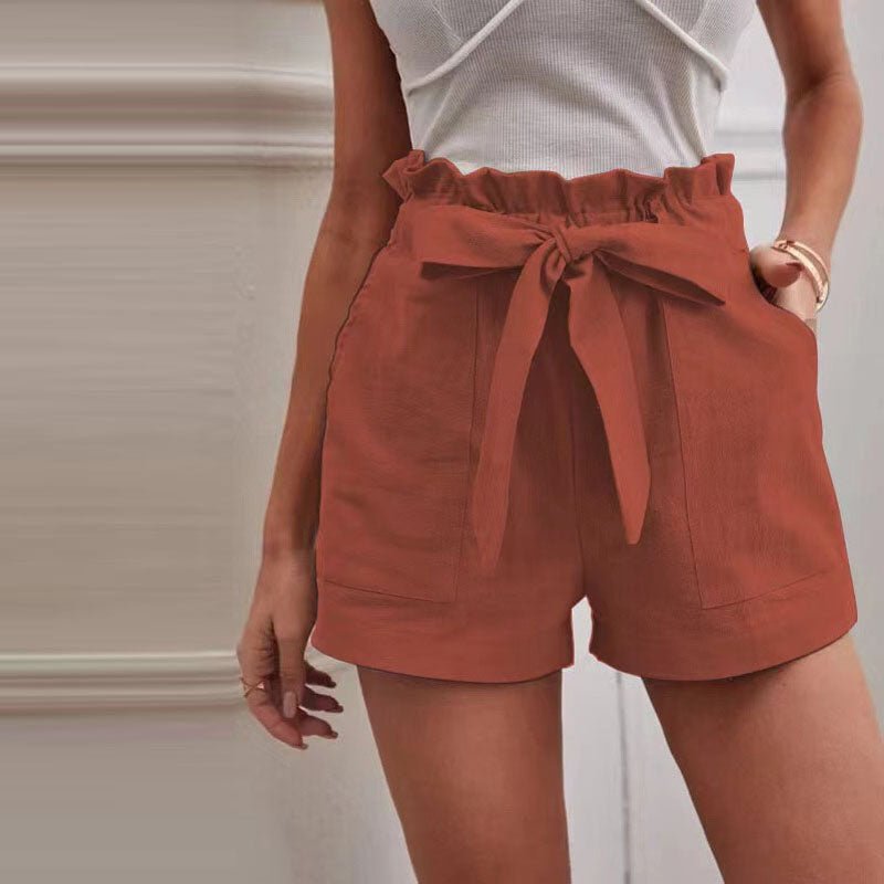Women's Casual Solid Color Cotton Shorts-The Yellow Prime