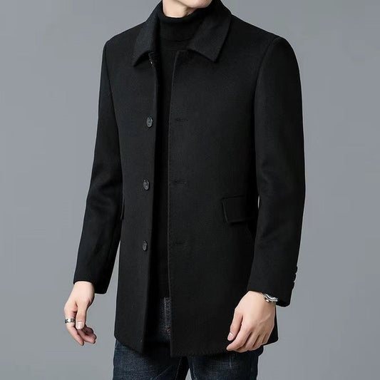 Manteau chaud pour homme à col cranté et boutonnage sur le devant - Pour l’automne et l’hiver
