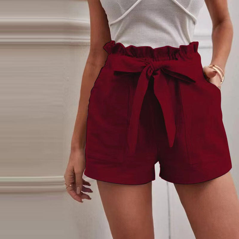 Women's Casual Solid Color Cotton Shorts-The Yellow Prime