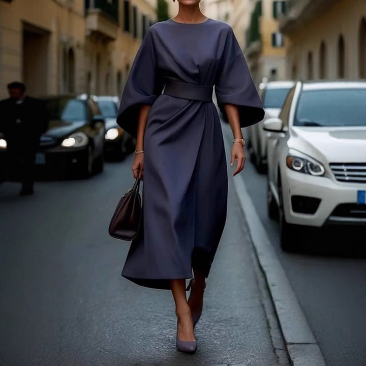 Women's Elegant Maxi Dress with Unique Cut and Flowing Sleeves-The Yellow Prime