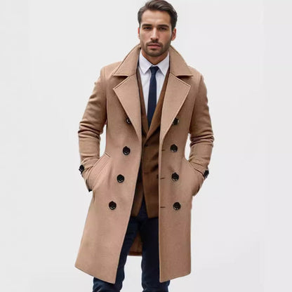 Dobbeltspent trenchcoat for menn med hakkeslag