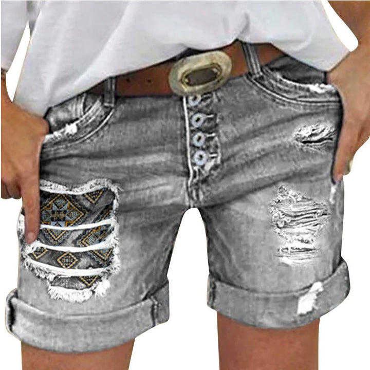 Women's Casual Fringe Denim Shorts with Trendy Details-The Yellow Prime