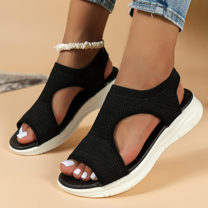 Women's Ergonomic Casual Sandals with Elastic Upper and Padded Footbed-The Yellow Prime