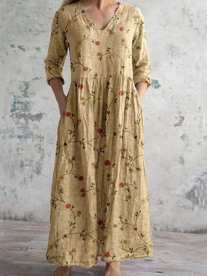 Phoenix | Women's Floral V-Neck Maxi Dress-The Yellow Prime