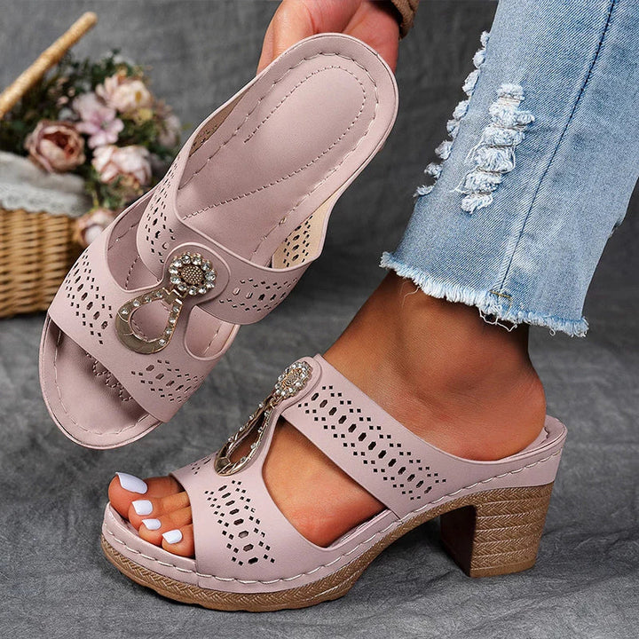 Christina | Women's Cut-Out Strap Wedge Heel Sandals-The Yellow Prime