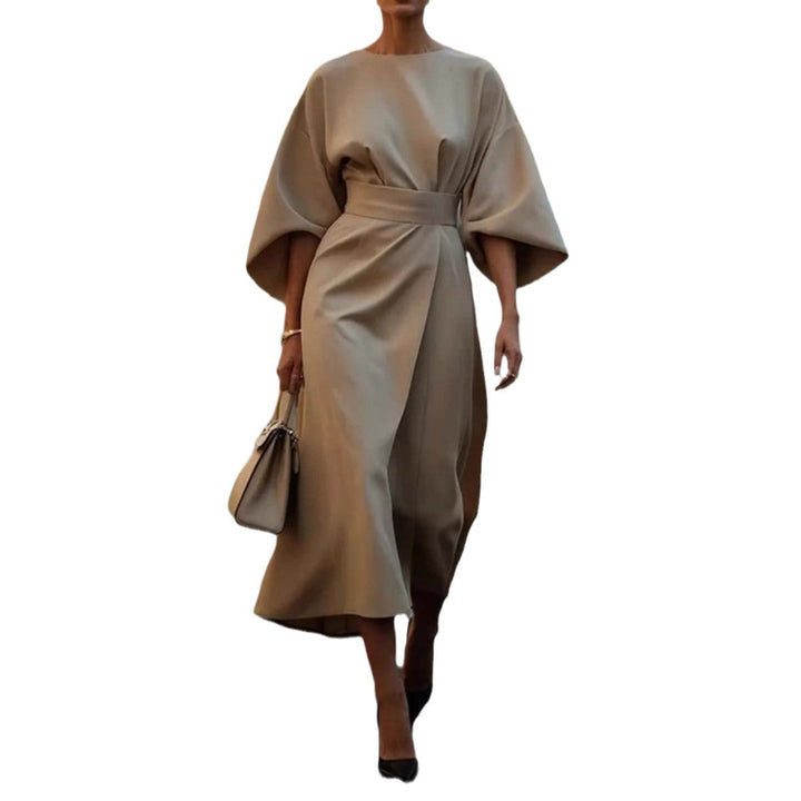 Women's Elegant Maxi Dress with Unique Cut and Flowing Sleeves-The Yellow Prime