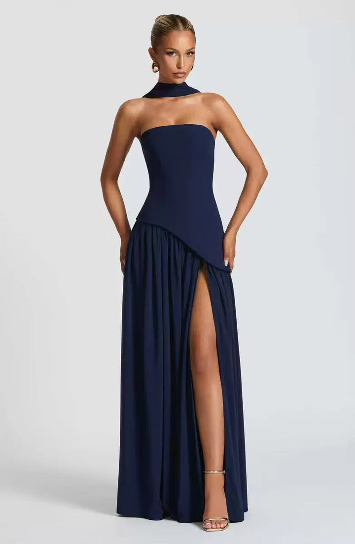 Women's Maxi Dress with Fitted Bodice and Flowing Skirt-The Yellow Prime