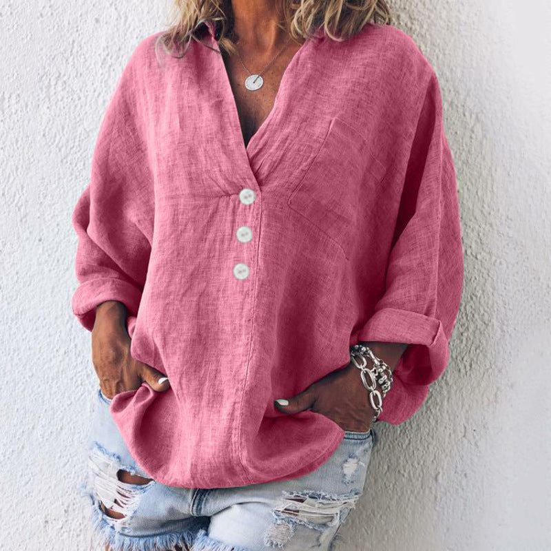Women's Elegant Linen Shirt-The Yellow Prime