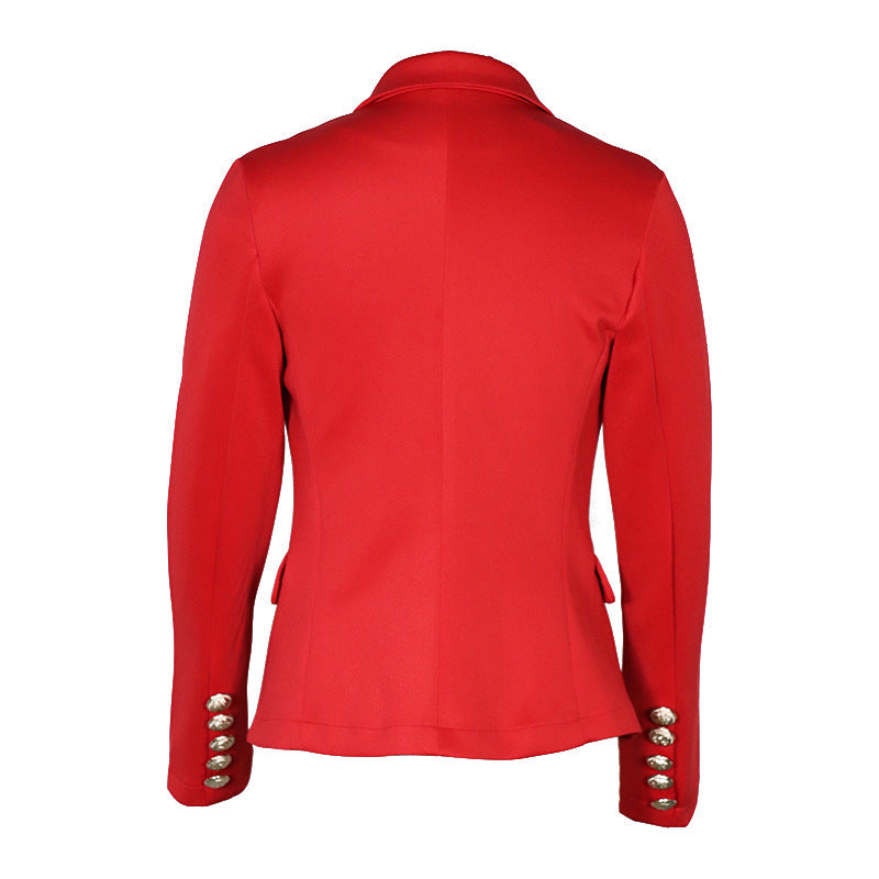 Women's Elegant Tailored Blazer Jacket with Gold Buttons-The Yellow Prime