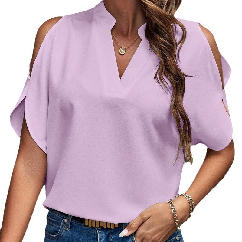 Women's Elegant Blouse with Cut-Out Sleeves-The Yellow Prime