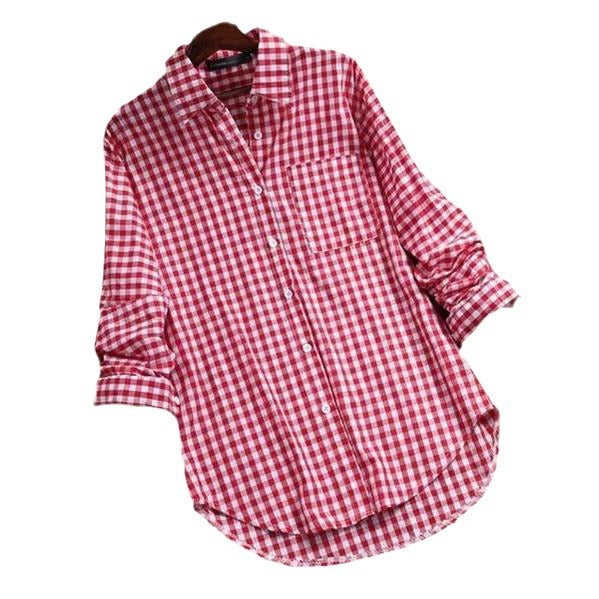 Women's Checked Shirt Blouse with Comfortable Fit and Quality Fabric-The Yellow Prime