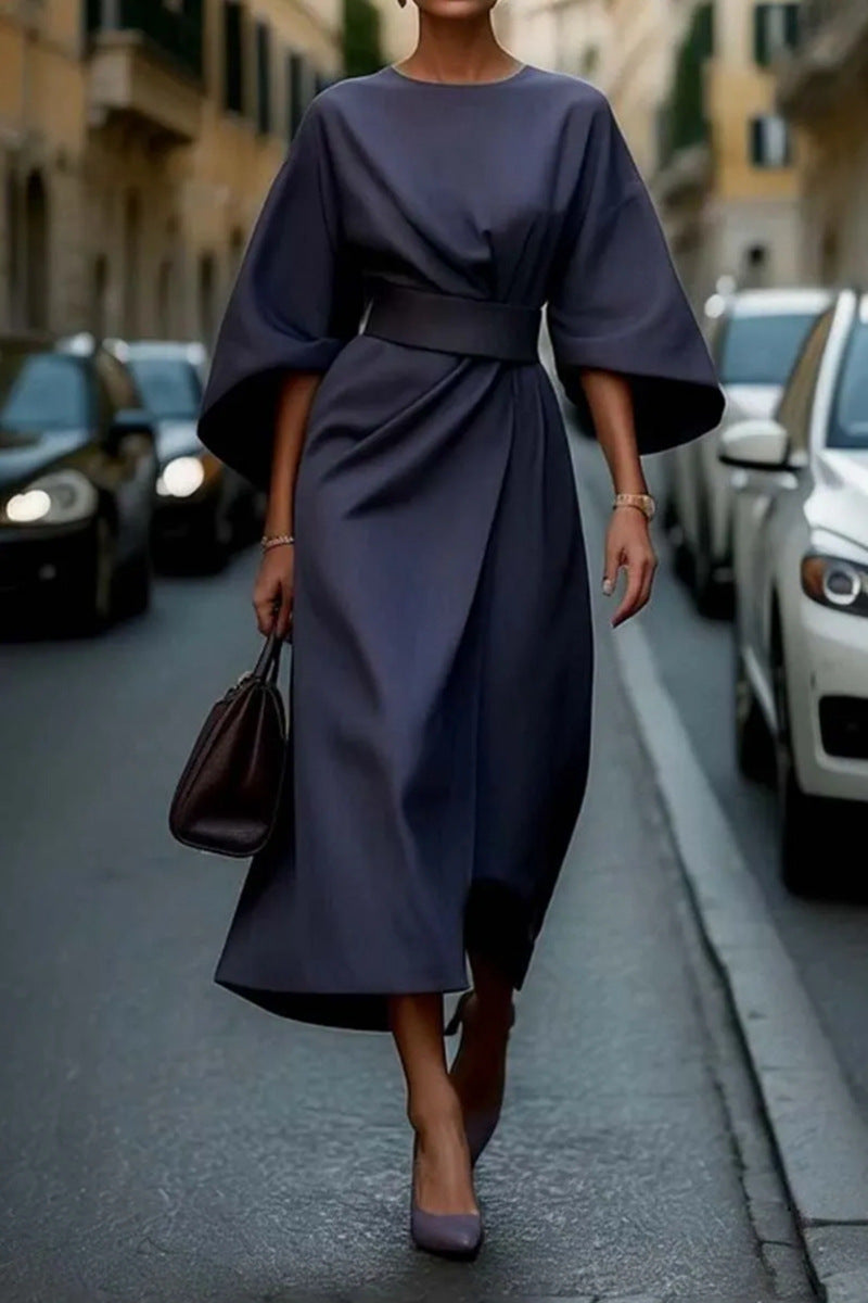 Women's Elegant Maxi Dress with Unique Cut and Flowing Sleeves-The Yellow Prime