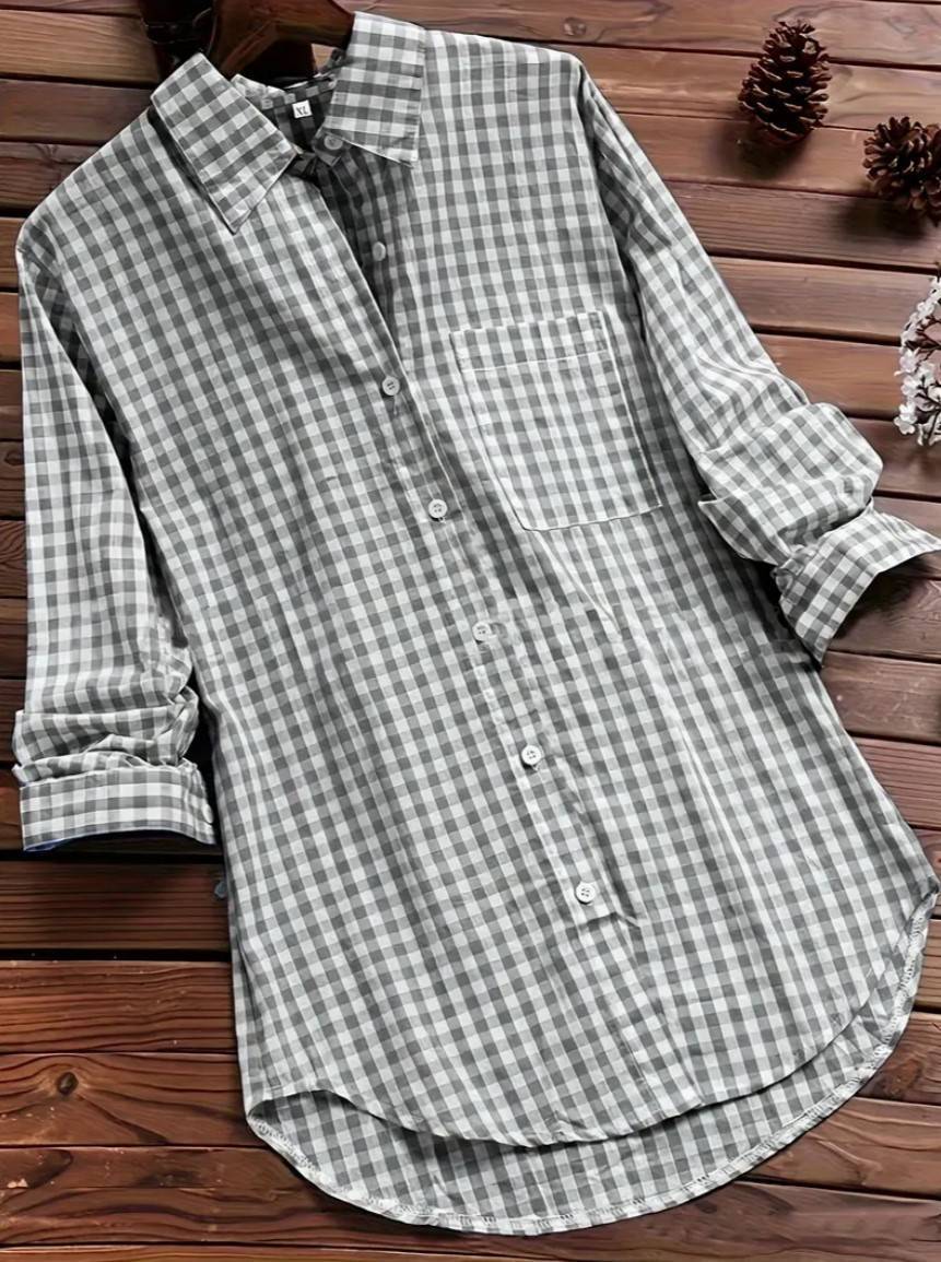 Women's Checked Shirt Blouse with Comfortable Fit and Quality Fabric-The Yellow Prime