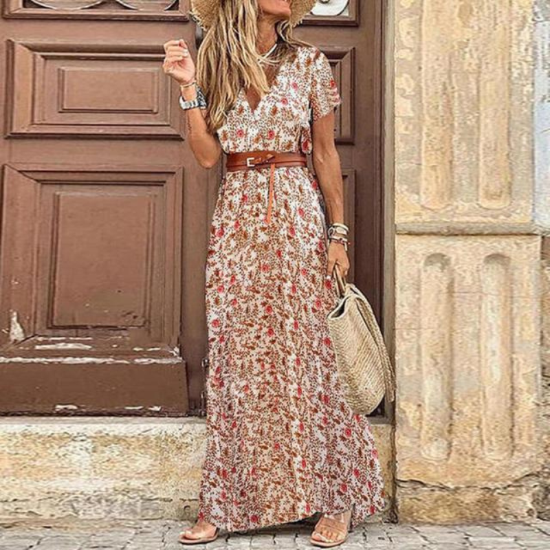 Olivia | Women's Vibrant Floral Maxi Dress for Summer-The Yellow Prime
