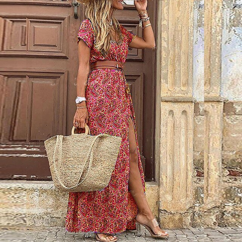 Olivia | Women's Vibrant Floral Maxi Dress for Summer-The Yellow Prime