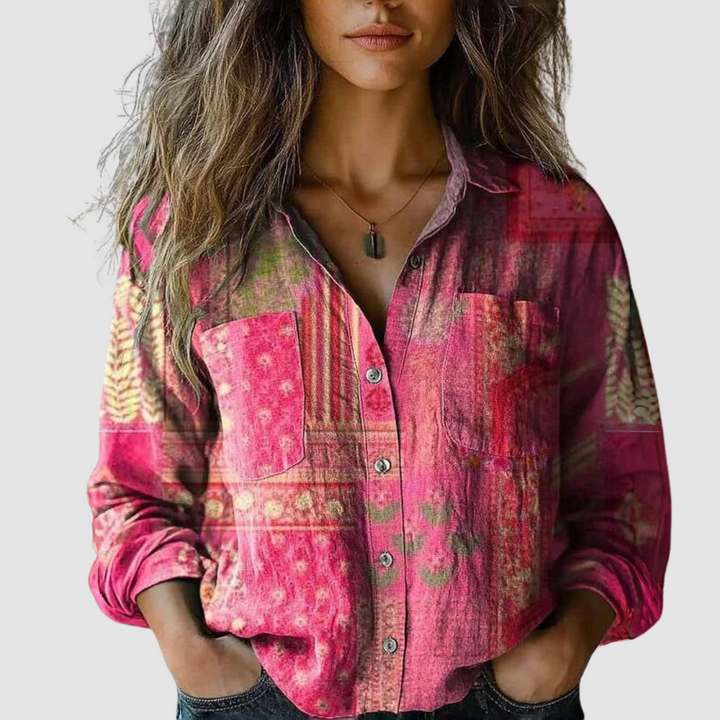 Morena | Women's Vintage Printed Blouse-The Yellow Prime