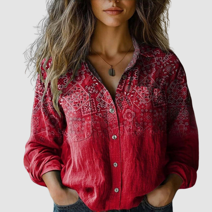 Morena | Women's Vintage Printed Blouse-The Yellow Prime