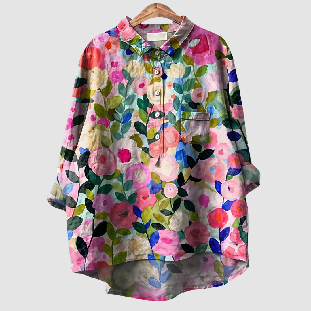 Luna | Women's Romantic Floral Print Blouse-The Yellow Prime
