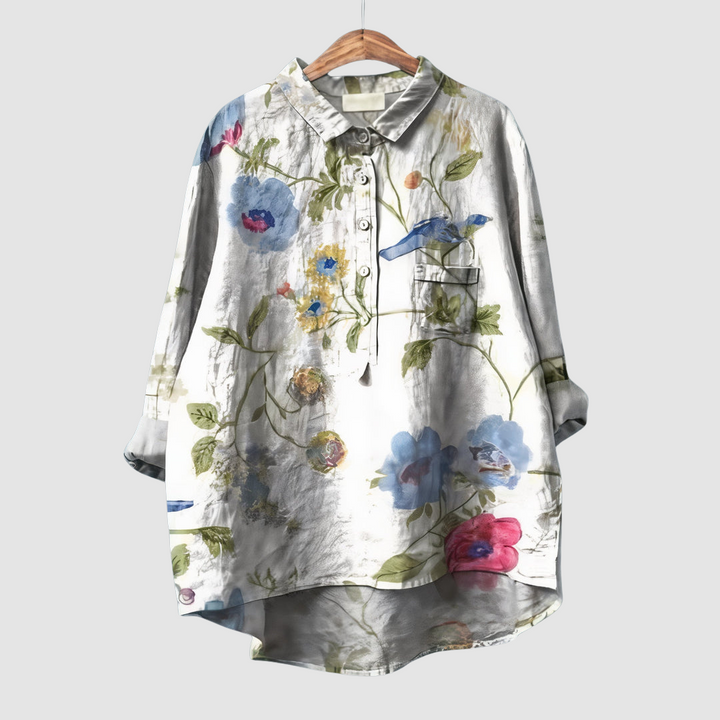 Luna | Women's Romantic Floral Print Blouse-The Yellow Prime