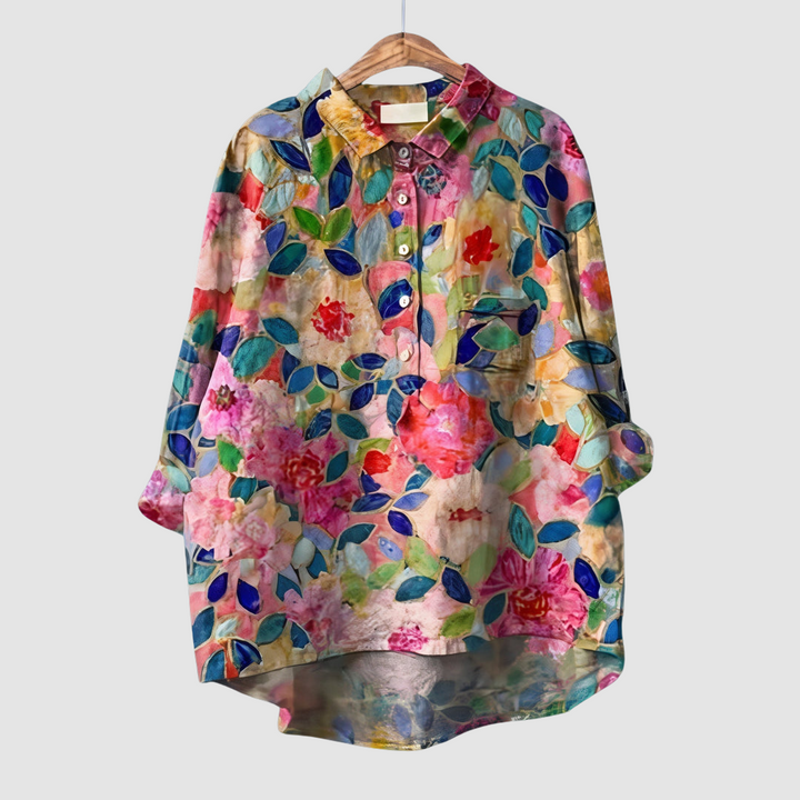 Luna | Women's Romantic Floral Print Blouse-The Yellow Prime