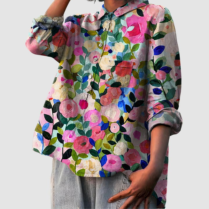 Luna | Women's Romantic Floral Print Blouse-The Yellow Prime