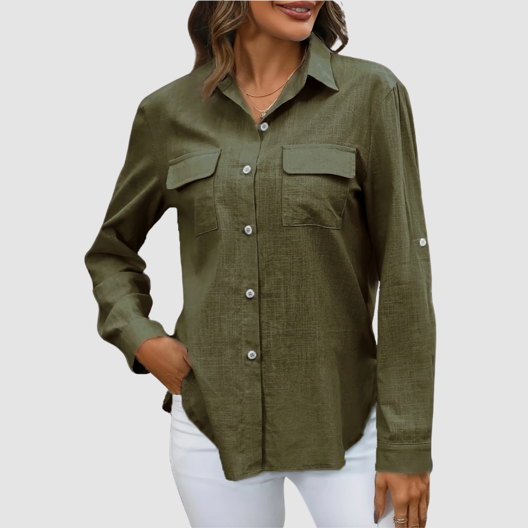 Celest | Women's Elegant Pocket Blouse-The Yellow Prime