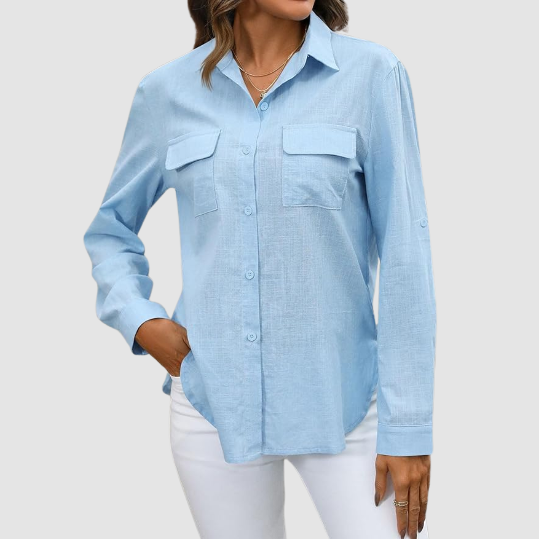 Celest | Women's Elegant Pocket Blouse-The Yellow Prime