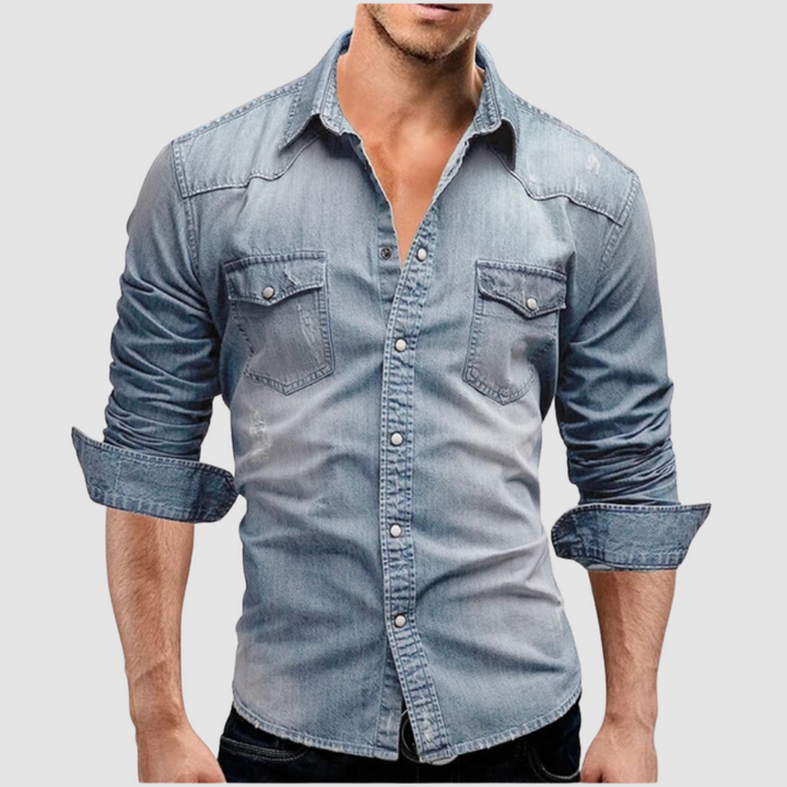 Men's Modern Denim Shirt-The Yellow Prime