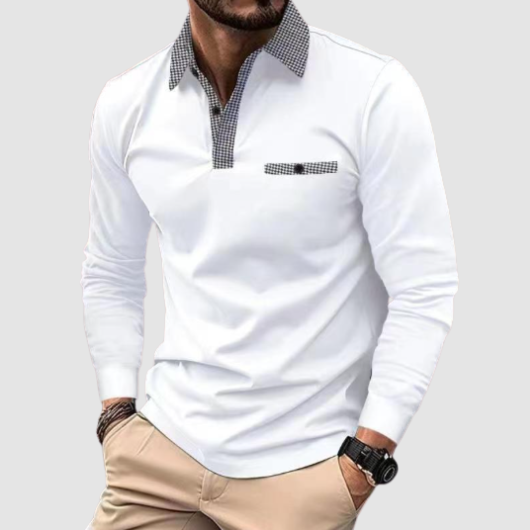 Men's Houndstooth Polo Shirt-The Yellow Prime