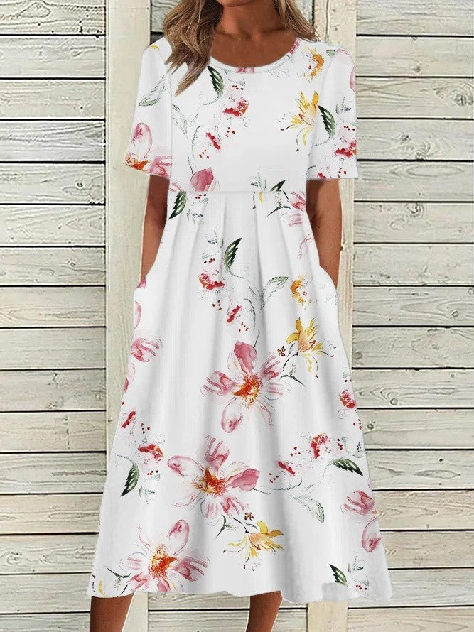 Ophelia | Women's Floral Print Midi Dress-The Yellow Prime