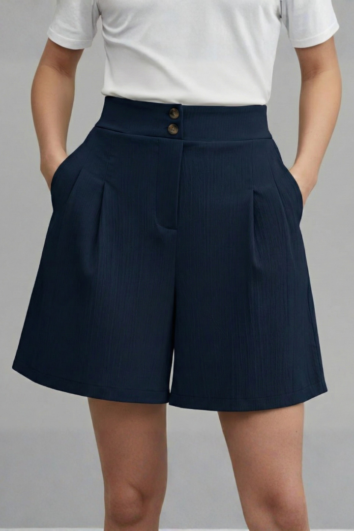 Paisley | Women's High Waist Wide Leg Shorts-The Yellow Prime