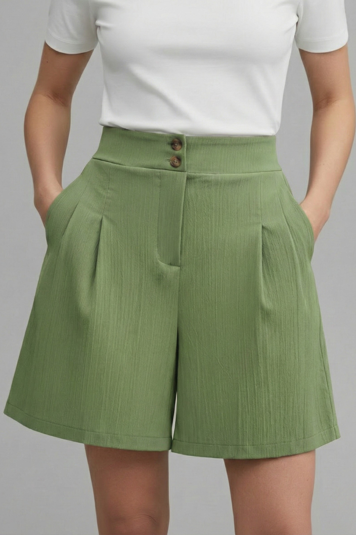 Paisley | Women's High Waist Wide Leg Shorts-The Yellow Prime