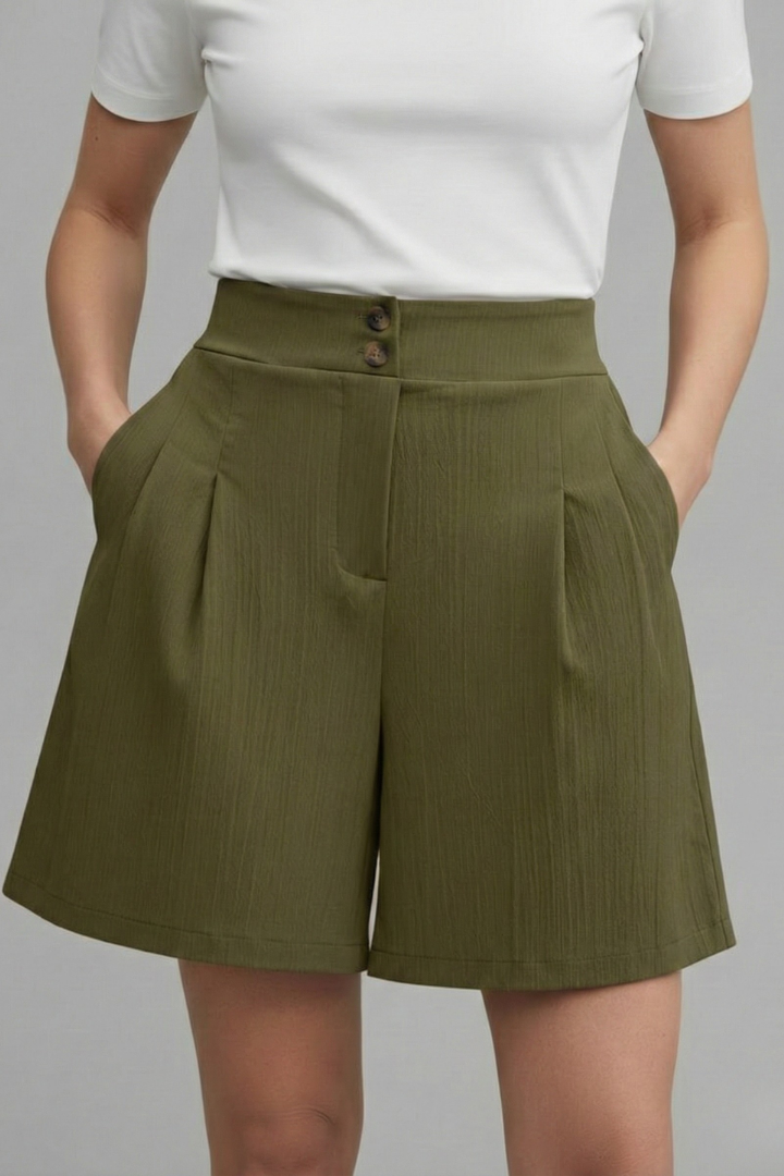 Paisley | Women's High Waist Wide Leg Shorts-The Yellow Prime