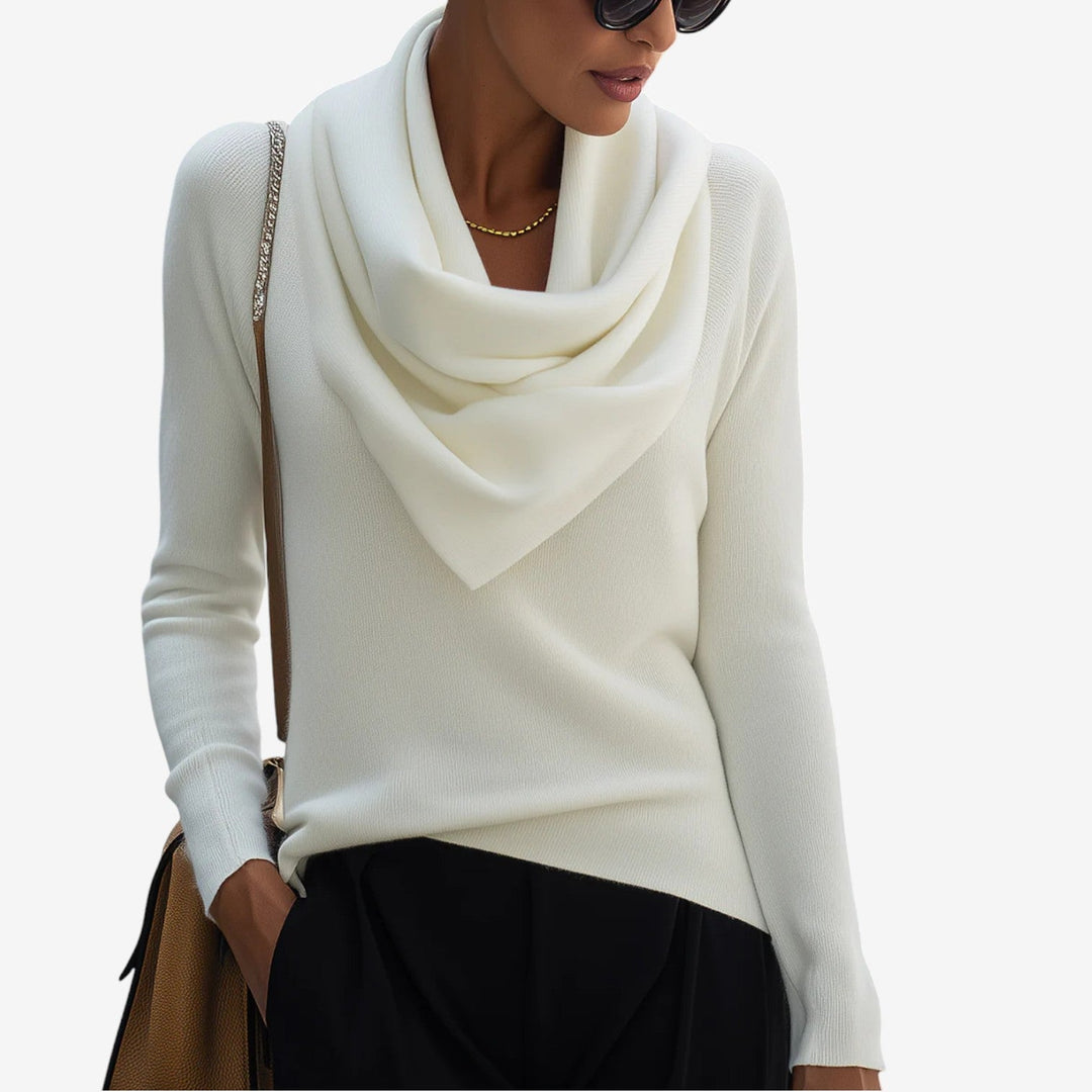 Paola | Women's Draped Neck Sweater-The Yellow Prime