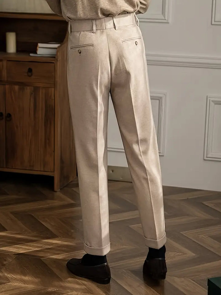 Simon | Men's Tailored Straight Leg Folded Hem Pants