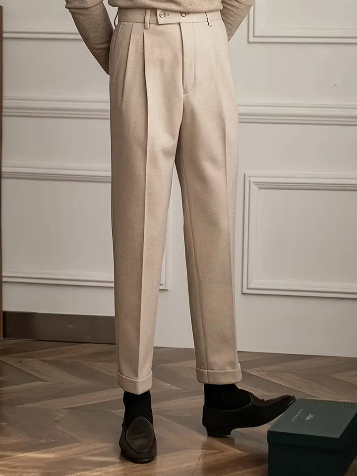 Simon | Men's Tailored Straight Leg Folded Hem Pants
