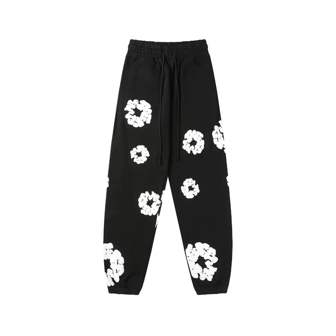Printed Denim-Style Sweatpants – Unisex Casual Wear