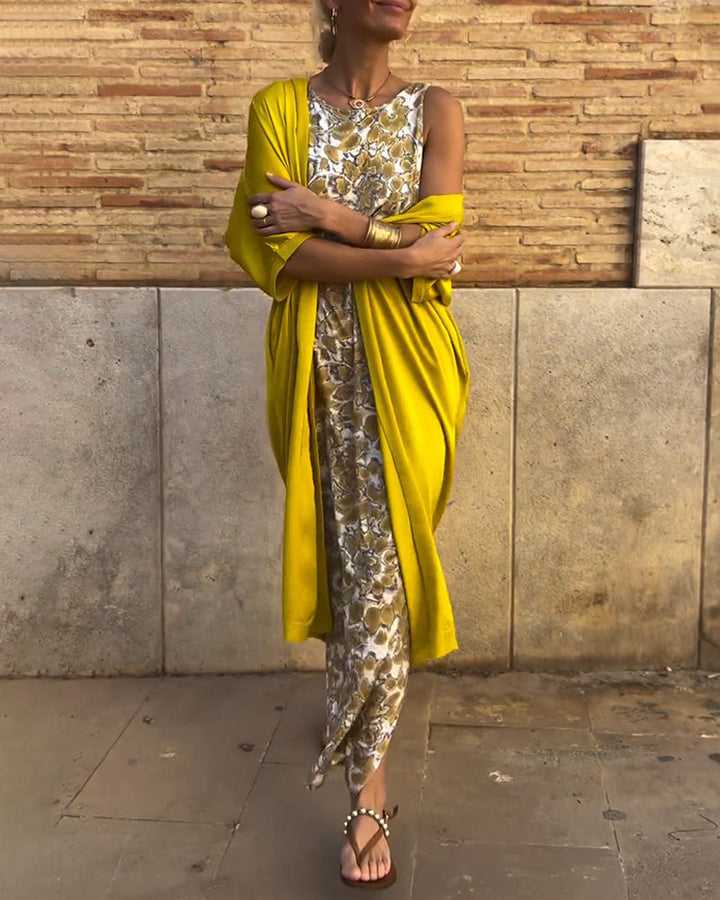 Women's Printed Overlay Jumpsuit-The Yellow Prime