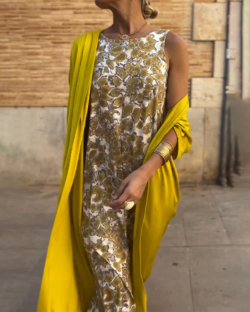 Women's Printed Overlay Jumpsuit-The Yellow Prime