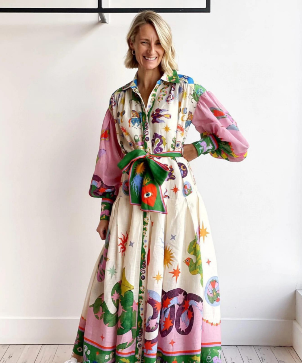 Women's Elegant Maxi Shirt Dress-The Yellow Prime