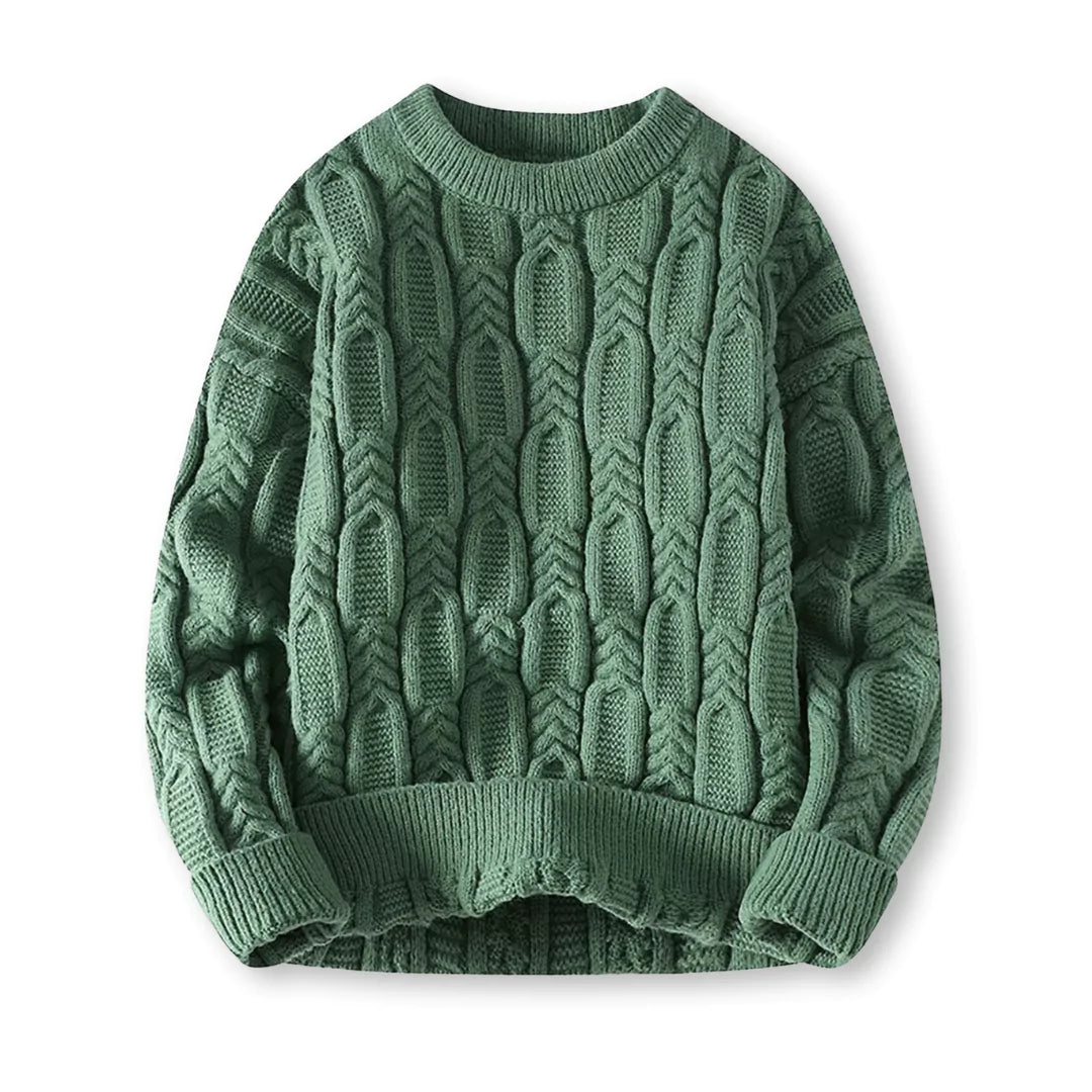 Men's Chunky Cable Knit Sweater for Winter Warmth