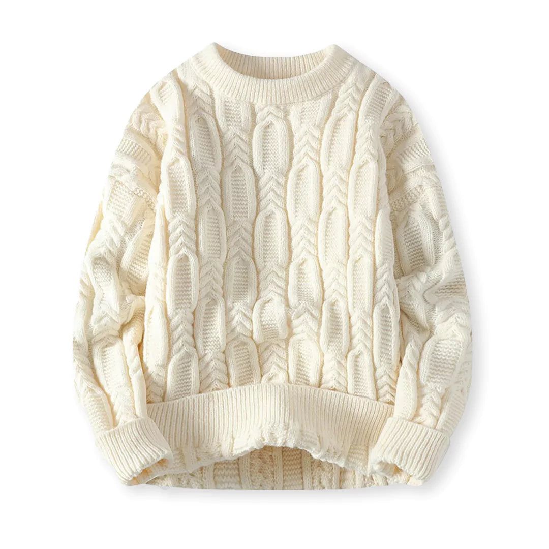 Men's Chunky Cable Knit Sweater for Winter Warmth