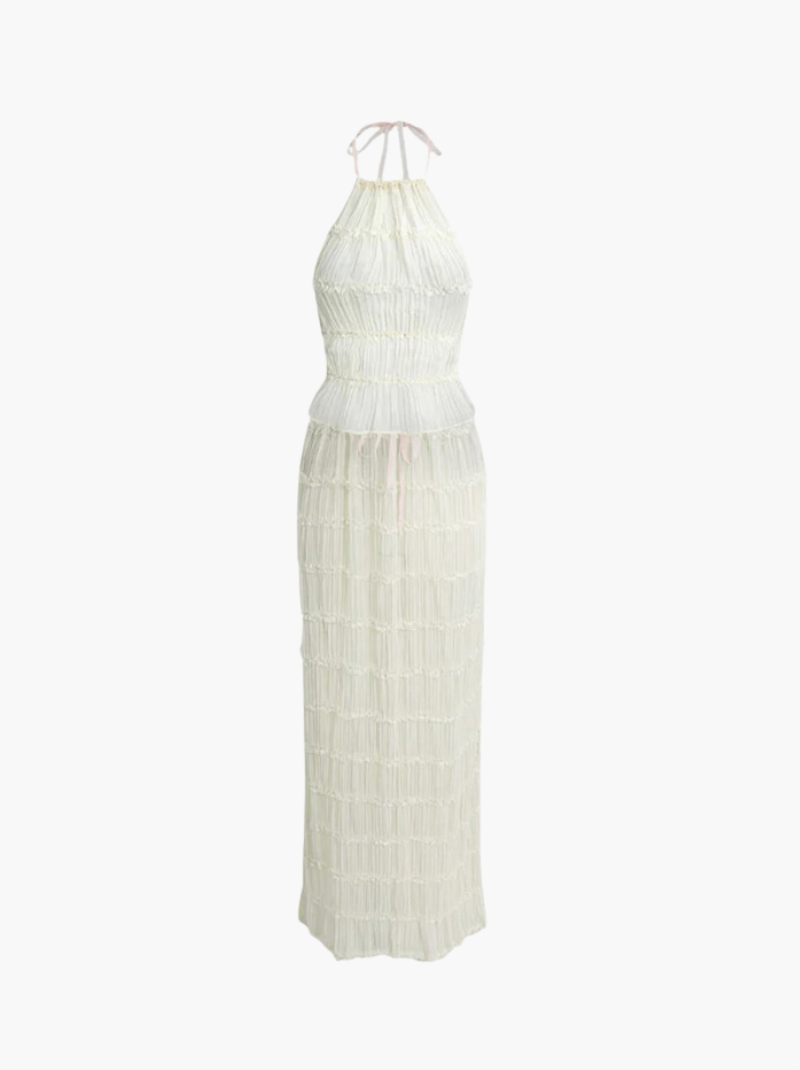 Women's Backless Top and Long Skirt Set - Chic Fashion Outfit-The Yellow Prime