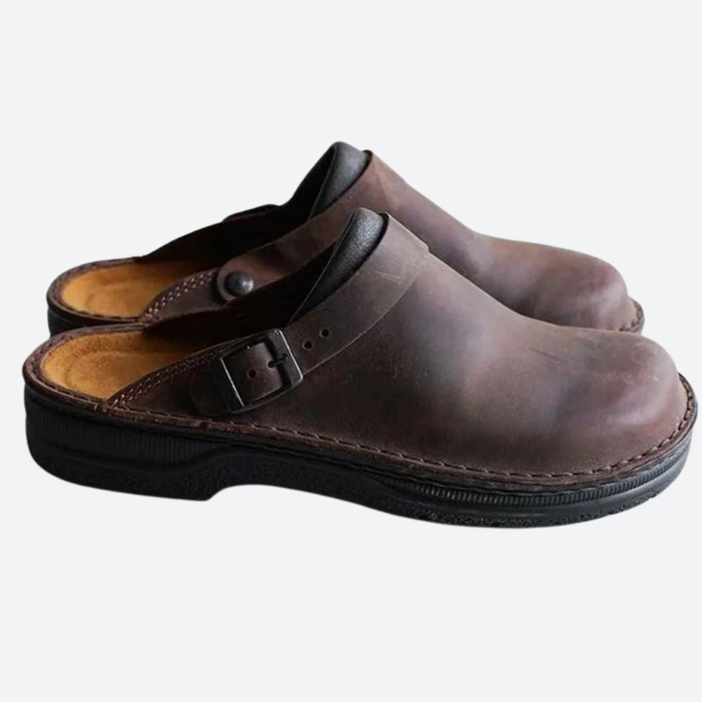 Comfortable Orthopedic Leather Slippers for Men - Stylish Design-The Yellow Prime