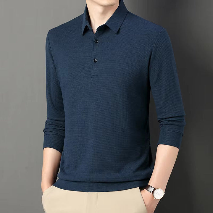 Riniel | Men's Modern Slim-Fit Long Sleeve Polo Shirt-The Yellow Prime